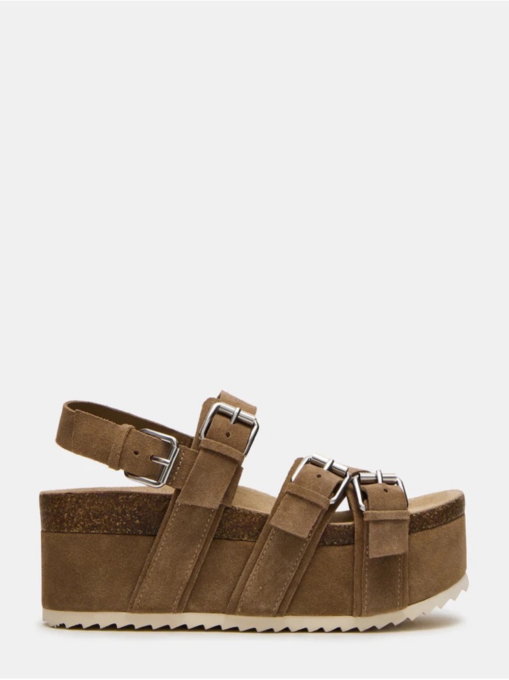 Steve Madden Suede Buckle Platform Sandals - Brown - Picture 2 of 3